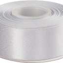 White Double Faced Glitter Ribbon, Luxury Silver Purl Ribbon, 1-1/2 Inch x 25 Yards, Great for Gift Wrapping Wedding Decoration Floral Arrangement