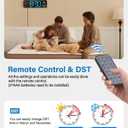 Digital Wall Clock, Digital Clock Large Display with Remote Control, Corded LED Alarm Clocks with Date, Week, Temp, Humidity, Auto DST, Countdown, for Living Room Bedroom Classroom Office (Blue)