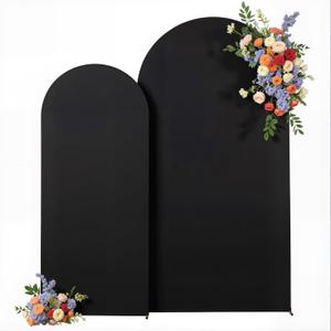 Black Arch Backdrop Cover for Wedding, Set of 2 Stretchy Spandex Fitted Arch Stand Cover for Baby Shower, Birthday Party Decor, Chiara Backdrop Cover with Double-Sided Design(7.2FT 6FT, Black)