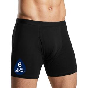 Reusable Incontinence Underwear for Men, Washable Leakproof Boxer Briefs with Side Leak Guards, 6 fl oz Max Sustained High Waist (Black, X-Large)