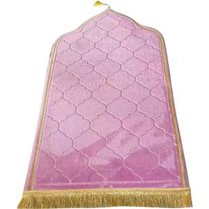 Muslim Prayer Mat, Thick Soft Velvet Muslim Rug, Portable Muslim Prayer Rug, Turkish Prayer Carpet ,Janamaz Sajada Carpet for Men and Women Plain Solid Prayer Mat Ramadan Eid Gift.- Dark Pink
