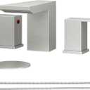 BESy Waterfall Bathroom Faucets 3 Hole Square 8 Inch Widespread Bathroom Sink Faucet Vanity 2 Handle Widespread for Restroom Sink with Pop Up Drain cUPC Supply Hose Brushed Nickel