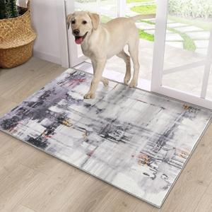 Doormat, Faux Wool Rug, 20X32 Inches, Multi Color, Handmade, Low Pile, Absorbent, Non-Slip, Modern, Indoor, Washable