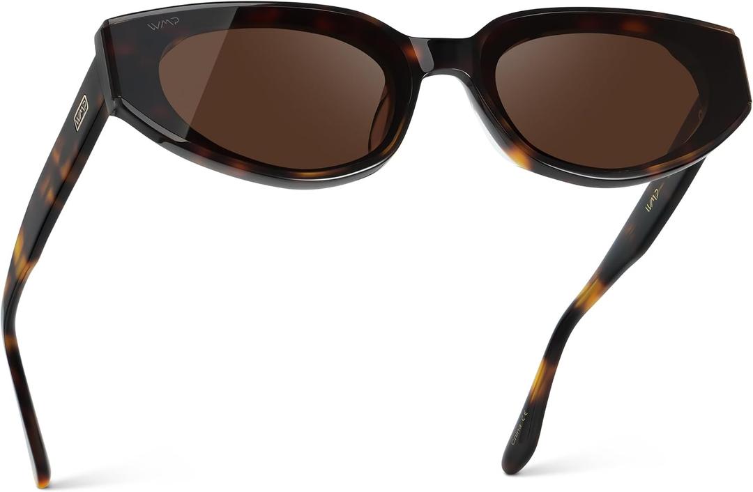 WearMe Pro - Womens Narrow Cat-Eye Sunglasses: Acetate Frame and Anti-Reflective Lenses