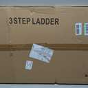 Arbusb Step Ladder, Folding Steel Ladder with Handrail & Wide Pedals, Open: 21.6" x 26" x 40.9", Folded: 44.5" X 21.6" X 2.1"