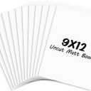 Frametory, Pack of 12 9x12 Uncut Matt Boards, White Backing Mat Boards for Frames, Pictures, Prints, Crafts
