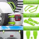 26PCS Full Set Exterior Decoration Trim Kit for Jeep Wrangler JL JLU 2018-2023 Door Hinge Handle Engine Hood Hinge Hood Latch Wheel Eyebrow Side Air Outlet Rear Tailgate Window Hinge Cover (Green)