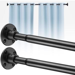 Shower Curtain Rods, 29-93 inch Adjustable Shower Pole - Heavy Duty Shower Rods for Bathroom Matte Black (2 Pack)