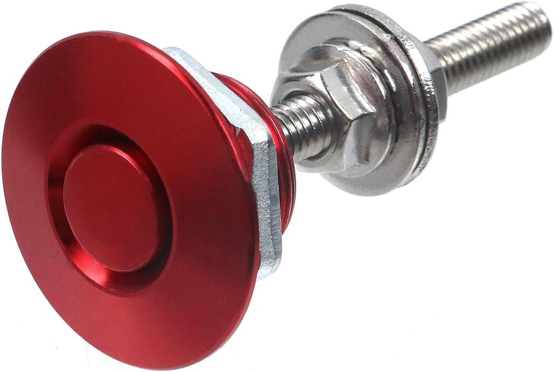 1 Set Vehicle Latch Bumper Hood Pins, 1.25in Universal Aluminum Quick Release Lock Latch Bumper License Plate Lock Clip Push Button Bonnet, Engine Hood Pin, Red