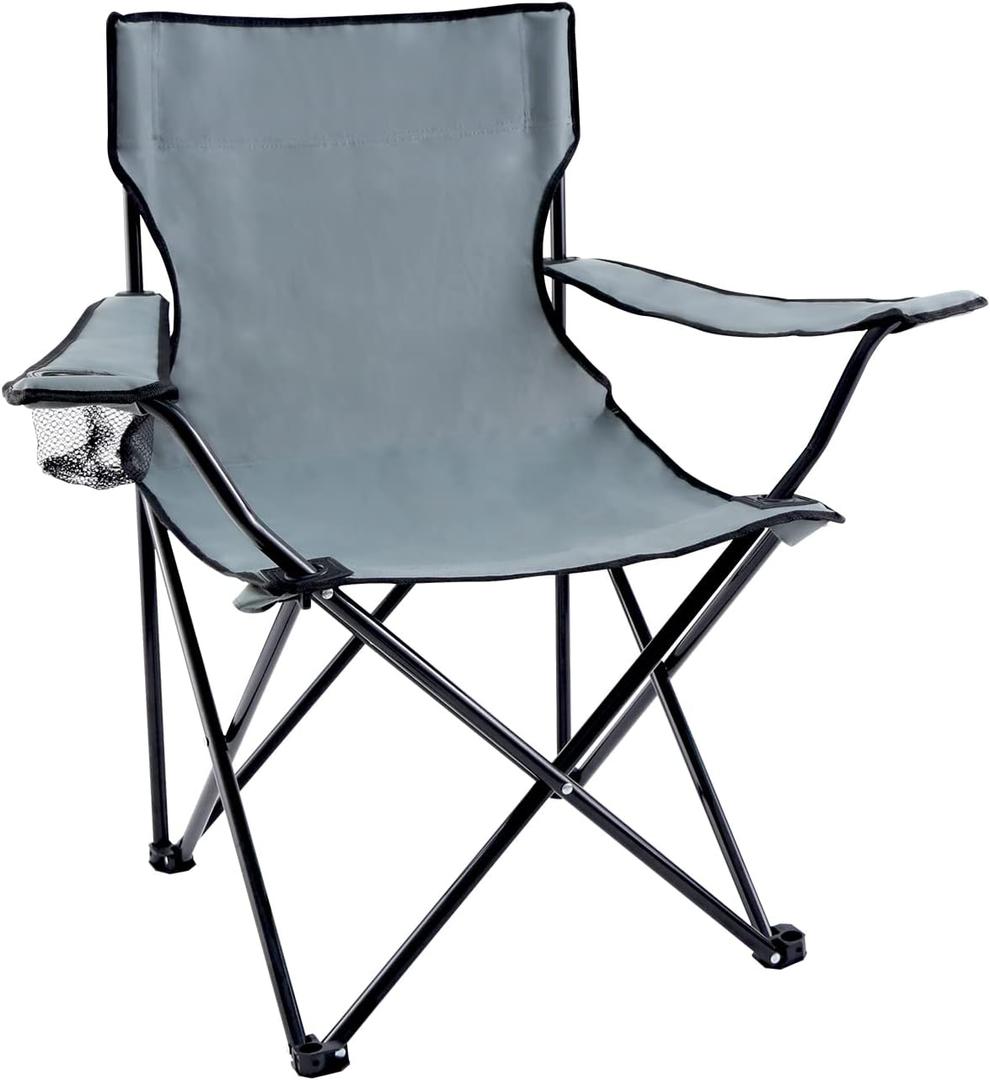 YSSOA Portable Folding Grey Camping Chair, 1-Pack