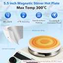 5.5 inch Magnetic Stirrer Hot Plate, Max Temp 572/ 300, 100-1500RPM Ceramic Coated Aluminum Stir Plate, Max 5L Stirring Capacity, with Stir Bar, Temp Probe Sensor, Stand