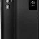 Genuine Leather Smart Case for Samsung Galaxy S24 Ultra Light Phone Cover with Luxury Business Smart View Case for S24 Ultra(Only for S24 Ultra Black)