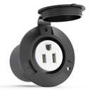 Flanged Outlet NEMA 5-15 15 Amp Grounding Straight Blade Receptacle with Covers, ETL Listed, 120 Volt, 2 Pole-3 Wire, Commercial/Industrial Grade