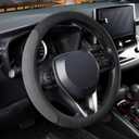 COFIT 15 inch Microfiber Suede Car Steering Wheel Cover, Universal Anti-Slip Grip Protector for SUV Truck, Black & Grey (Medium(Standard) Size[14.5"-15"])