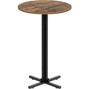 Round Bar Table, Counter Height Pub Table, Bar Height Cocktail Table, Versatile Use, for Dining Room, Kitchen, Bar, Pub, Cafe, Rustic Brown and Black BT10BR