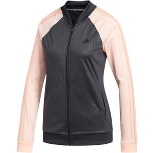 adidas Womens Embossed Print Track Jackets Full-Zip Climalite Jacket (X-Large, Carbon/Cleora)