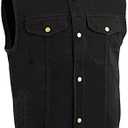 Milwaukee Leather DM2238 Men's Classic Black Denim Club Style Vest with Snap Button Closure Size XL