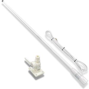 VM100 VHF Marine Radio Antenna,44 Inch Waterproof Fiberglass Boat Antenna with Adjustable Ratchet Fixed Mount and 16 ft RG-58U Cable