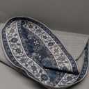 WITSHOCK Area Rug Round Rugs, 4Ft Oriental Circle Area Rugs for Living Room Machine Washable Non Slip Stain Backing Rug Soft Foldable, Vintage Rugs Home Office Kitchen Hallway Bedroom, Blue