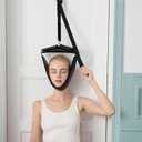 Neck Stretcher Cervical Traction Device for Home Use - Over The Door Cervical Neck Traction Device for Decompression Home Physical Therapy, Portable Neck Traction Device for Neck Pain (Black)