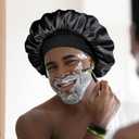 YANIBEST Silk Bonnet for Men Women Hair Bonnet for Sleeping Double Layer Satin Bonnet for Natural Curly Hair Unisex Sleep Cap (Black)