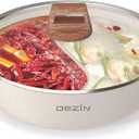 Dezin 5-QT Double-flavor Shabu Shabu Pot with Divider, Dual Sided Nonstick Hot Pot, 12 Inch Divided Stockpot for Cooking, Hotpot for Induction Cooktop, Gas Stove & Hot Burner, Soup Ladle Included