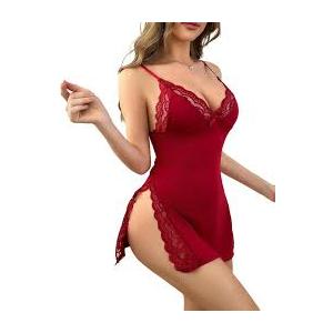 Babydoll Lingerie for Women Sexy Nightgowns Lace Chemise Cute Sleepwear Cami Nightie Modal with Side Slits XL
