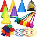 Libima 43 Pcs Carnival Games Combo Set, Egg Spoon Relay Set, Plastic Cones Bean Bags Ring Toss Game Party Supplies for Boys Girls Adults Family Birthday Gifts Indoor Outdoor Yard Lawn