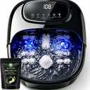 Foot Soaking Tub with Ozone UV, Foot Spa Bath Massager with Heat and Bubbles, Custom Temp Control, Pressure Rollers for Tired Feet, Gift Set for Parents Couples (Black)