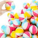 Jexine 100PCS Mini Beach Stress Balls Bulk 2.5" Rainbow Squeeze Mini Pool Balls Beach Stress Relief Toys for Girl Boy Birthday Summer Hawaiian Water Games Party Favor(Bright Color)