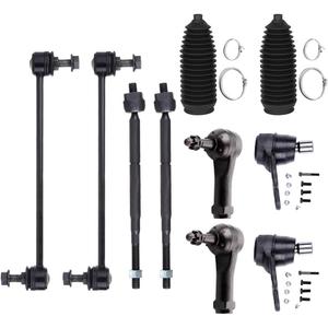10-PC SET Suspension Kit fit 2004-2012 for Chevy for Malibu 2005-2010 for Pontiac G6 2007-2009 for Saturn Aura Front Outer Inner Tie Rod End Steering Boot Lower Ball Joint Sway Bar Link