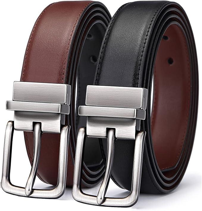 BULLIANT Men's Belt,Reversible Belt Adjustable For Gift Men 1.25”-Cut For Fit-2 Sides in 1 Belt(Not 2)