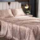 HENGWEI Satin Sheet Set Twin Size,3 Piece Sheet Set Breathable and Cooling,Silk Twin Sheet Set Deep Pocket,Wrinkle Free,Easy Care (A-sd-light Leopard)
