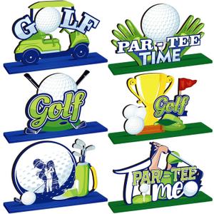 Suzile 6 Pieces Golf Party Decorations Golf Birthday Wooden Centerpieces for Tables Cake Topper Masters Birthday Baby Shower Sport Themed Party Decor