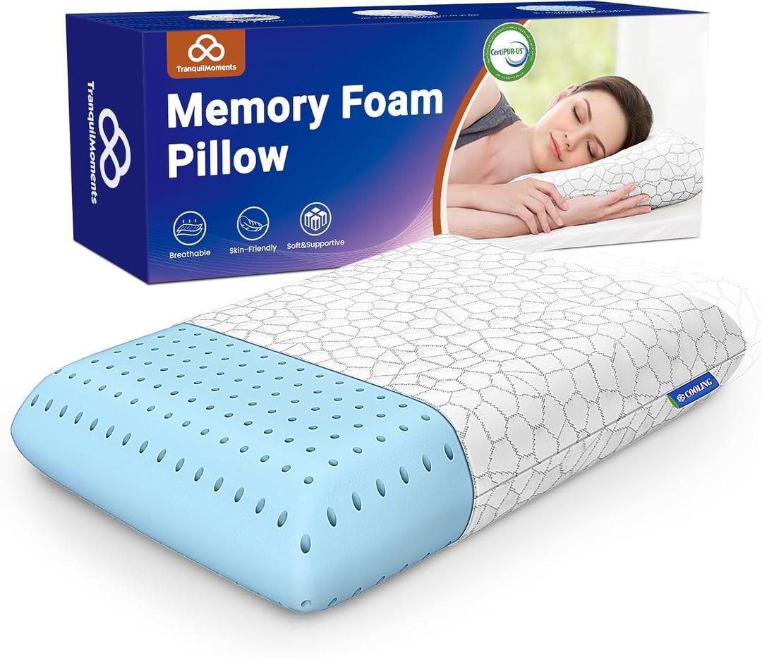 Memory Foam Pillows, Bed Pillow for Side,Back and Stomach Sleepers,Neck Pillow for Sleeping with Removable and Machine Washable Cover, Standard Size (1 Pack)