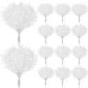 Giegxin 48 PC Christmas Glitter Artificial Pine Needles Pine Tree Twig Picks Branches for Wedding Tree Glittery Stem for Christmas DIY Wreath Garden Embellishing Garland Decoration (White)
