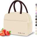 DALINDA Lunch Bag Lunch Box for Women Men Reusable Insulated Lunch Bags for Adults,Water-Resistant Cute Cooler Lunch Tote Bag, Large Capacity for Work Travel Picnic,Beige