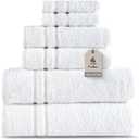 EcoNour Luxury 100% White Turkish Cotton Towel Set 550 GSM 6 Piece Bathroom Towels Set Includes 2 Bath Towels, 2 Hand Towels, 2 Washcloths  Soft, Absorbent, Quick Dry for Bathroom, Spa,Gym & Hotel