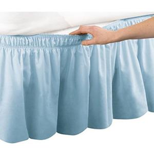 Pleated Three Sides Fabrics Wrap Around Style Egyptian Cotton Elastic 15 inch Drop Dust Bed Skirt for Twin/Full,Queen,King Size Beds(King, Sky Blue)