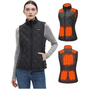 Glaais Heated Vest Women with Battery Pack 16000mAh 7.4V, Women's Heated Vest Warming Electric (Black)