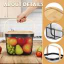 Maxdot 4 Pcs Metal Wire Mesh Fruit Basket with Lid and Handles Black Harvest Basket Fly-proof Fresh Vegetable Storage Bins Stackable for Gathering Kitchen Garden Picnic Shopping 9.6 x 9.6 x 7 Inch