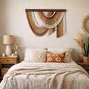 Macrame Wall Hanging Handmade Woven Macrame Tapestry, Textured Neutral No-Faded Earthy Boho Wall Decor, Foldable Macrame Wall Art for Bedroom, Living Room, Headboard or Fireplace 32" 29" (Terracotta)