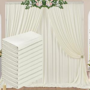 50 ft x 10 ft Wrinkle Free Ivory Backdrop Curtain for Wedding Parties, Fabric Ivory Photo Backdrop Drapes 10 Panels 5x10ft for Baby Shower Photoshoot Engagement Birthday Party Photography Background