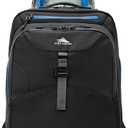 High Sierra Hi-Life 3-in-1 Convertible Wheeled Backpack - Features Removable Daypack, Stack-It Strap, Adjustable Handle, Fleeced Pocket For Scratch Protection, Dual Water Bottle Pockets - Black/Blue