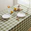 Softalker Outdoor Checkered Tablecloth Rectangle, Spring Summer Linen Cotton Gingham Table Cloth with Tassel, Heavy Duty Wrinkle Free Buffalo Plaid Table Cover for Picnic Camping - 55 x 102 Inch, Sage