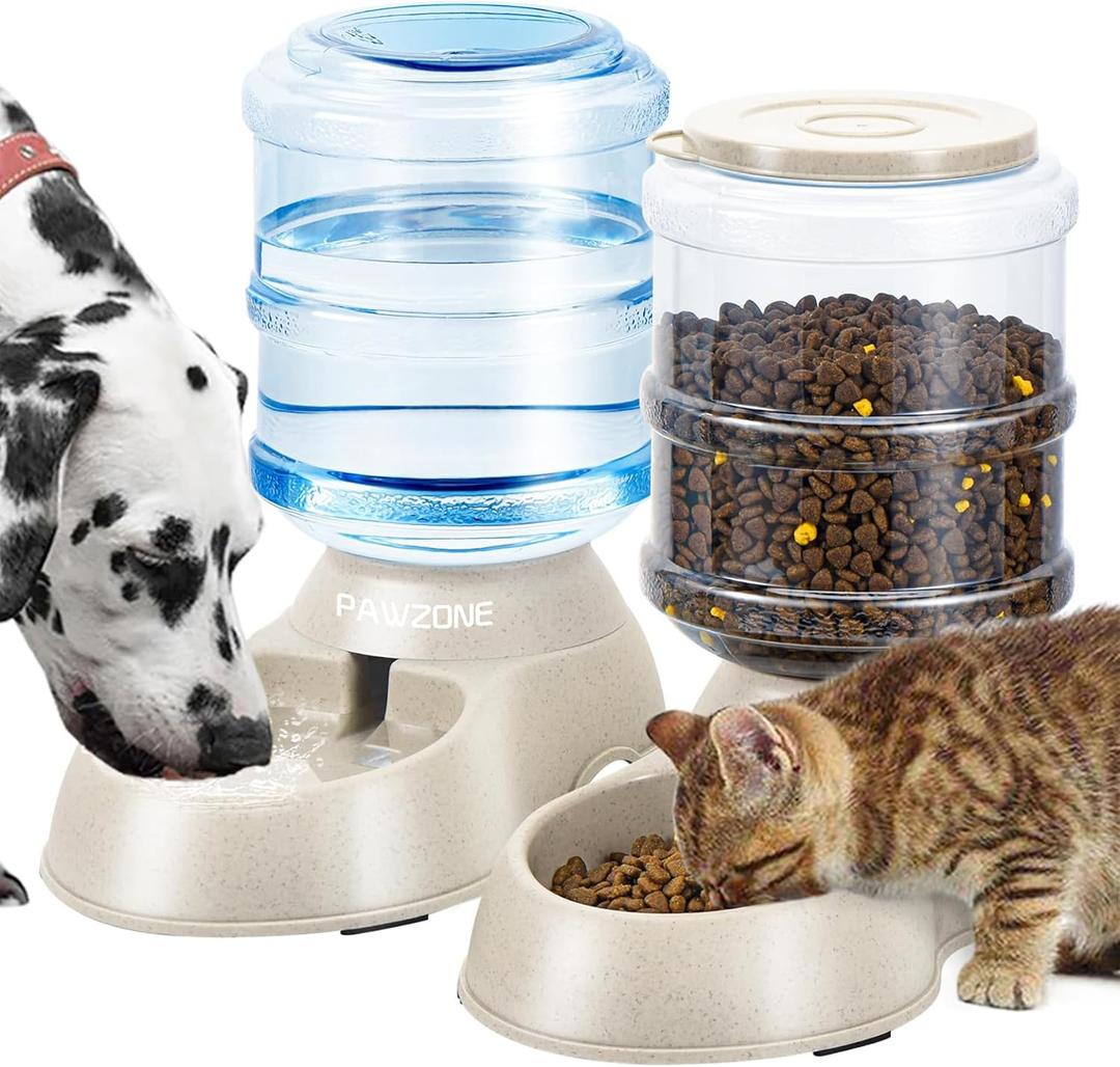 2 Pack Automatic Cat Feeder and Water Dispenser in Set Pet Food Bowl for Small Medium Dog Pets Puppy Kitten Big Capacity 1 Gallon x 2 (Cream) 2 Pack Automatic Cat Feeder and Water Dispenser in Set Pet Food Bowl for Small Medium Dog Pets Puppy Kitten Big Capacity 1 Gallon x 2 (Cream)