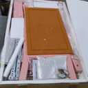 Wooden Pink Kids Study Desk and Chair Set with Light, Charging Station and 2 Drawers, Children Desk with 3 Open Hutch and Shelves, Girls Study Desk for Kids Bedroom-001