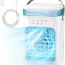 Portable Air Conditioner, Personal Evaporative Cooler with 3-Speed Cooling Fan, 1L Water Tank, 2-Mist Humidifier, 7-Color LED Light, for Room, Bedroom, Office (White)