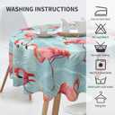 Flamingo Palm Leaf Round Tablecloth Waterproof Fabric Table Cover Washable 60 Table Cloth for Kitchen Dining Room Party Picnic