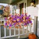 Fake Fall Flowers Artificial for Outdoors Decoration, 2PCS Faux Fall Flowers for Outdoor Planters, Autumn Hibiscus UV Resistant No Fade for Home Porch Patio Garden Balcony Yard Indoor Decor (Purple White)